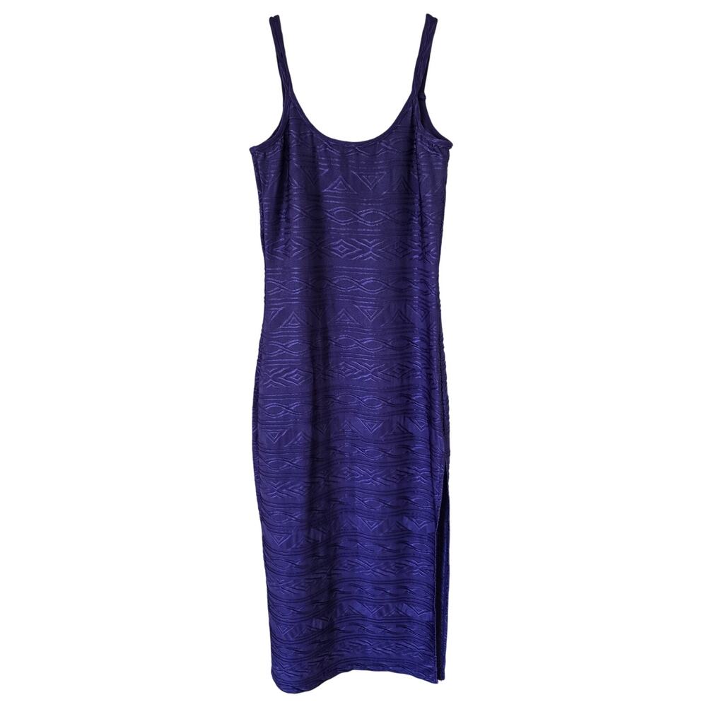 Newport News Purple Bodycon Midi Dress Textured Sleeveless Size 8